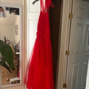 Elegant Red Halter Gown